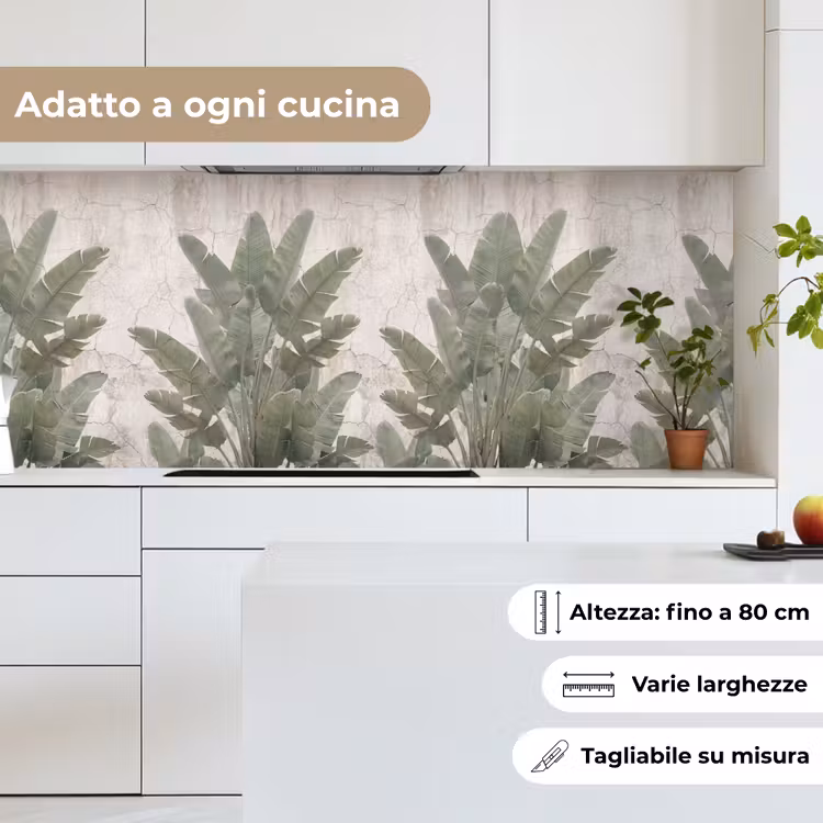 Schienale cucina - Foglie di banano - Calcestruzzo - Verde — 7
