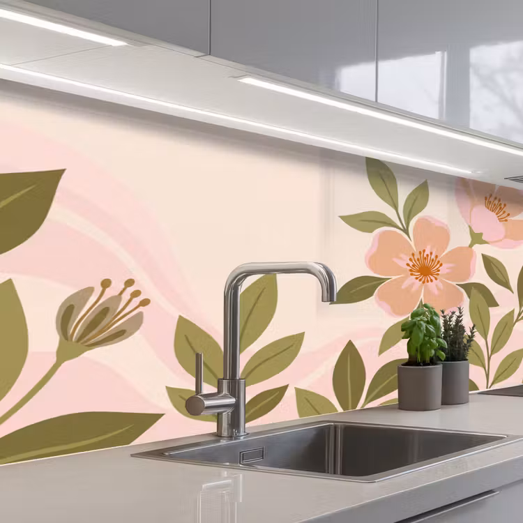 Schienale cucina - Grafica - Fiori - Rosa — 2
