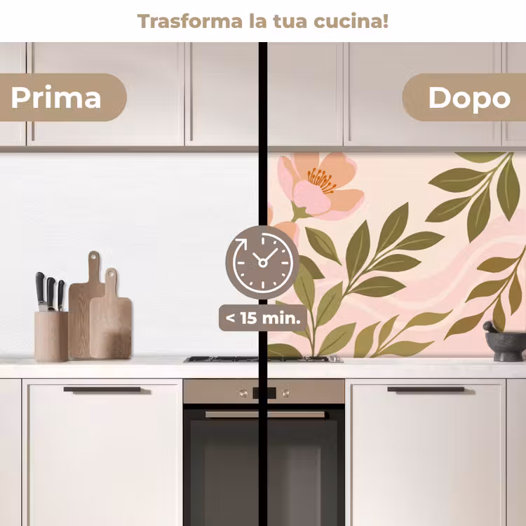 Schienale cucina - Grafica - Fiori - Rosa — 3