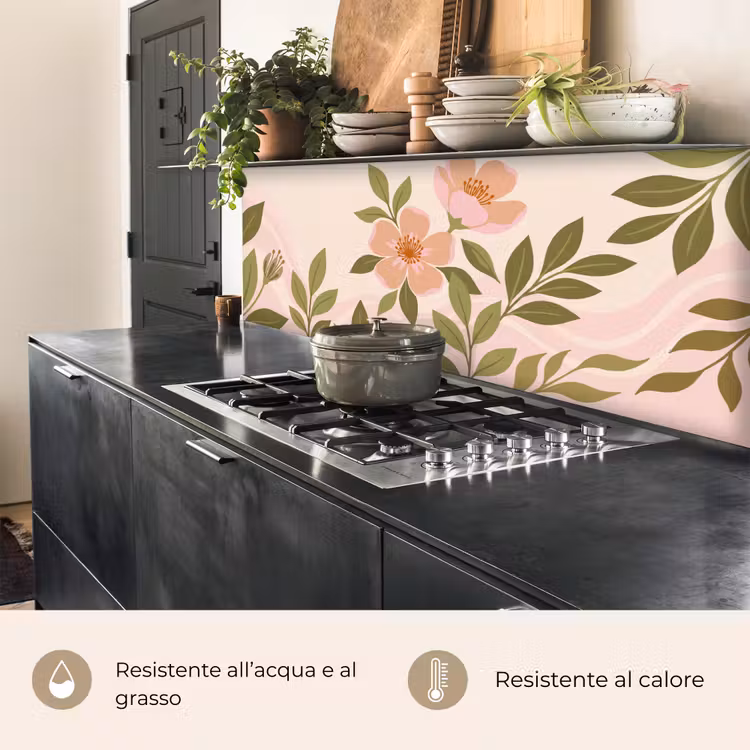 Schienale cucina - Grafica - Fiori - Rosa — 5