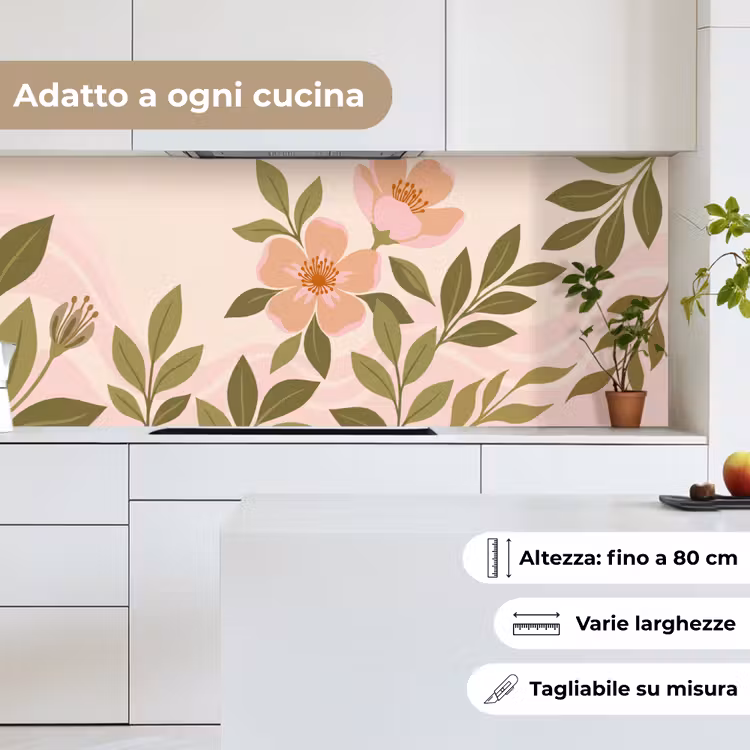 Schienale cucina - Grafica - Fiori - Rosa — 7