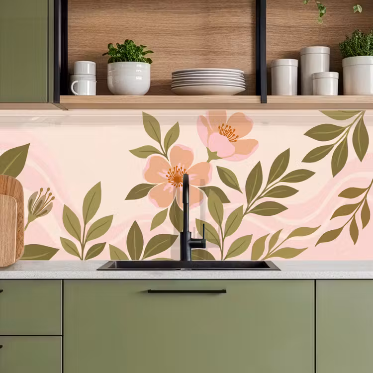 Schienale cucina - Grafica - Fiori - Rosa — 8
