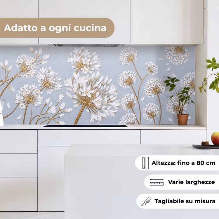 Schienale cucina - Illustrazione - Fiori - Blu — 7