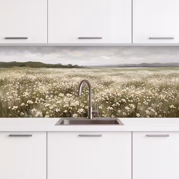 Schienale cucina - Illustrazione - Paesaggio - Bianco — 4
