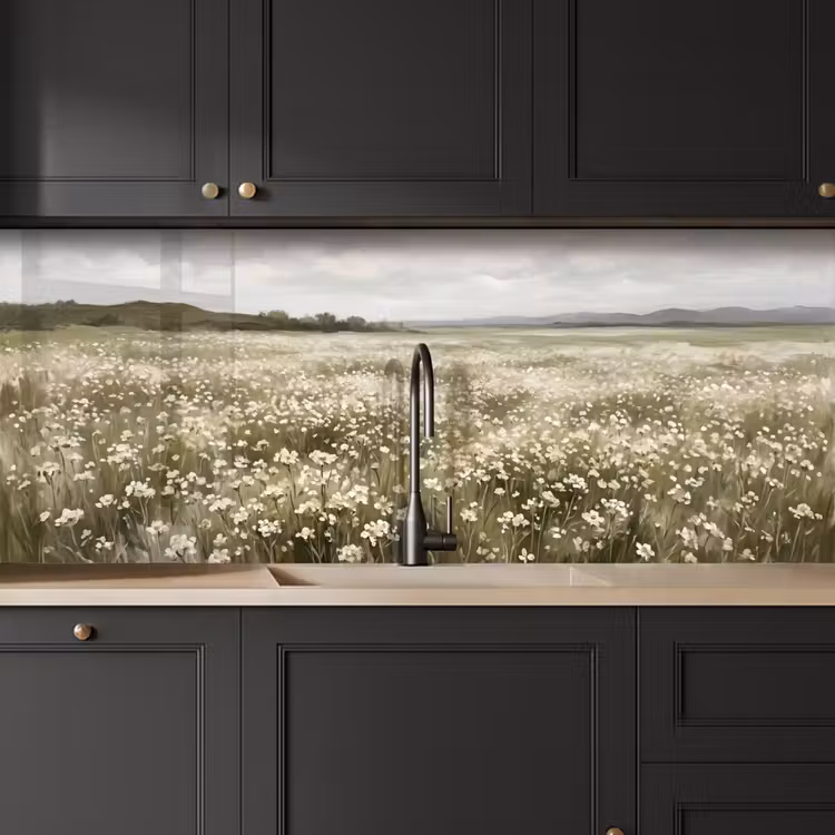 Schienale cucina - Illustrazione - Paesaggio - Bianco — 6