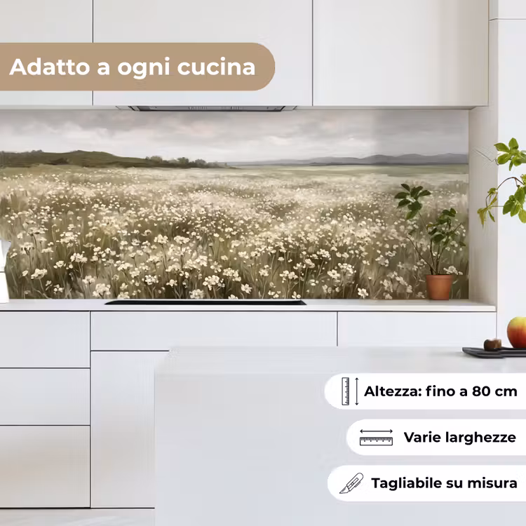 Schienale cucina - Illustrazione - Paesaggio - Bianco — 7