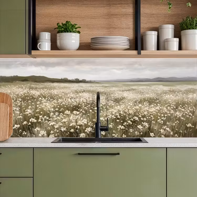 Schienale cucina - Illustrazione - Paesaggio - Bianco — 8