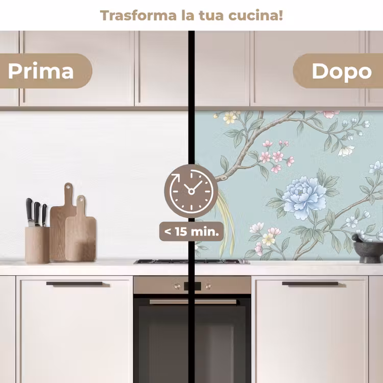 Schienale cucina - Uccello - Fiori - Colorato — 3