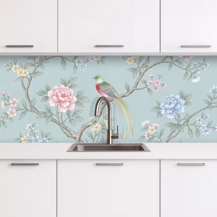 Schienale cucina - Uccello - Fiori - Colorato — 4