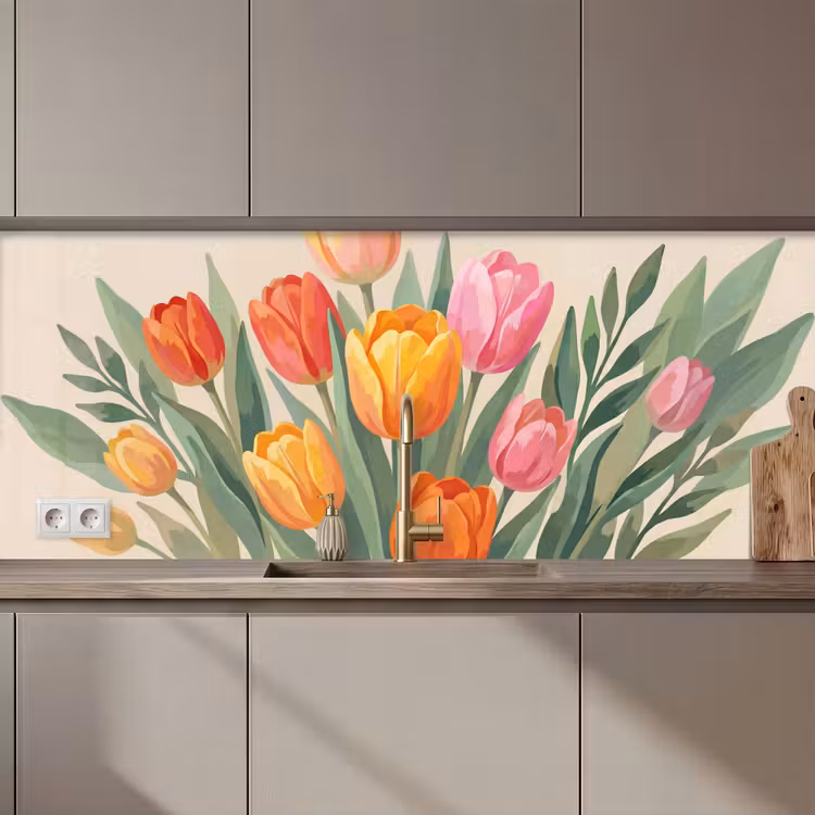 Schienale cucina - Tulipani - Astratto - Colorato — 1