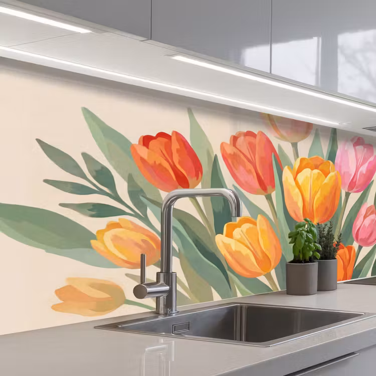 Schienale cucina - Tulipani - Astratto - Colorato — 2