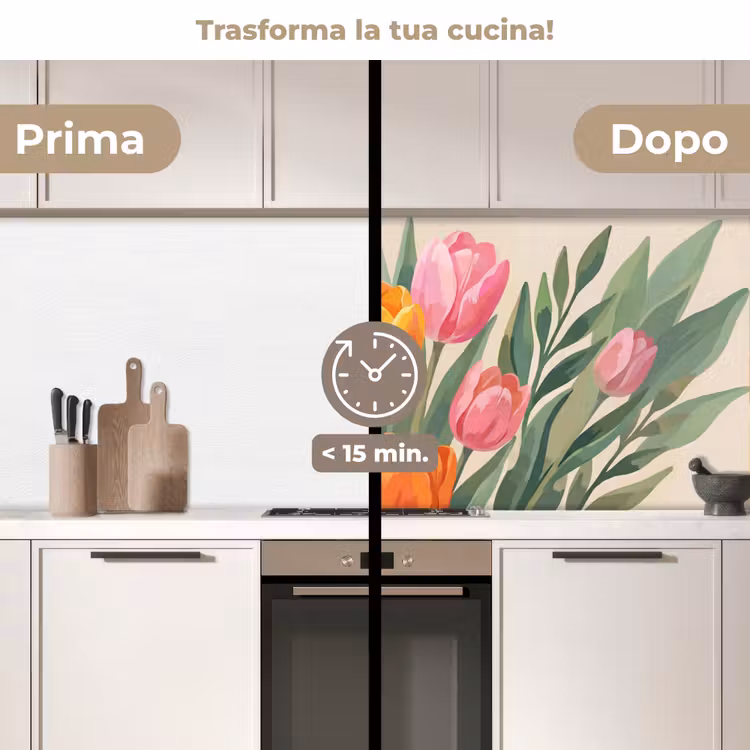 Schienale cucina - Tulipani - Astratto - Colorato — 3
