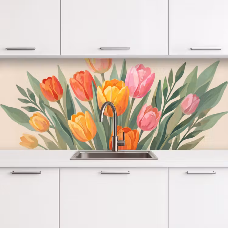 Schienale cucina - Tulipani - Astratto - Colorato — 4