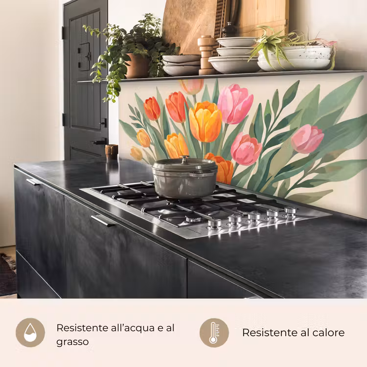 Schienale cucina - Tulipani - Astratto - Colorato — 5