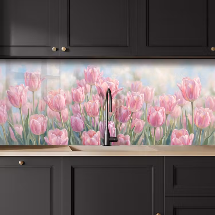 Schienale cucina - Tulipani - Campo - Primavera - Rosa — 6