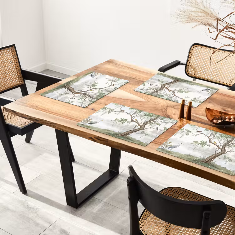 Tovaglietta – 6 pezzi - Airone - Paesaggio - Verde — 4