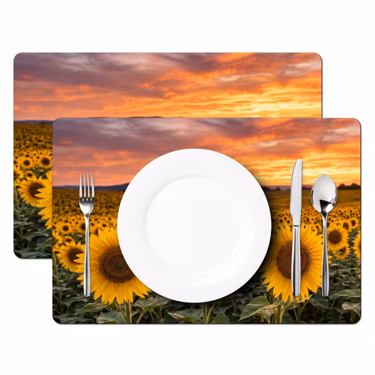 Tovaglietta – 6 pezzi - Girasoli - Paesaggio collinare - Giallo — 2