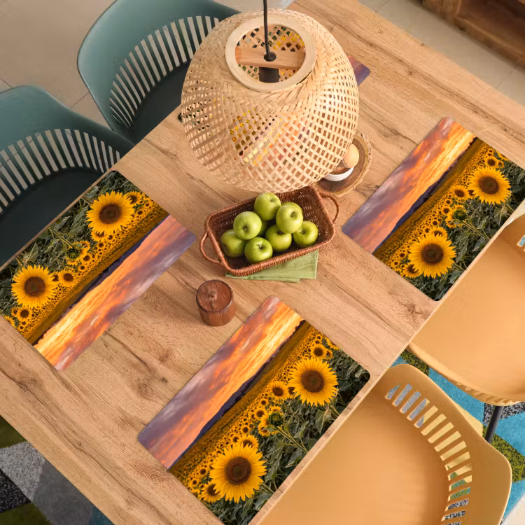 Tovaglietta – 6 pezzi - Girasoli - Paesaggio collinare - Giallo — 3
