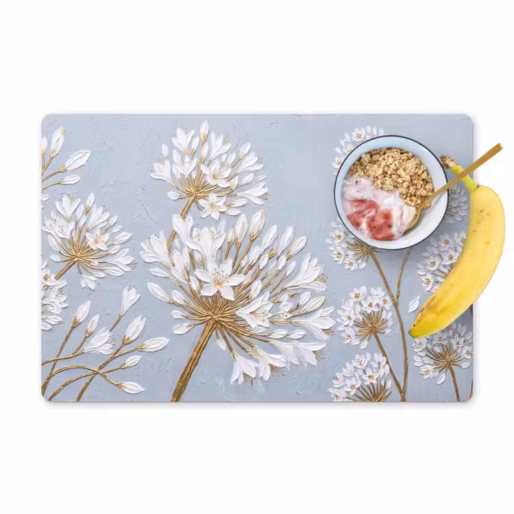 Tovaglietta – 6 pezzi - Illustrazione - Fiori - Blu — 1
