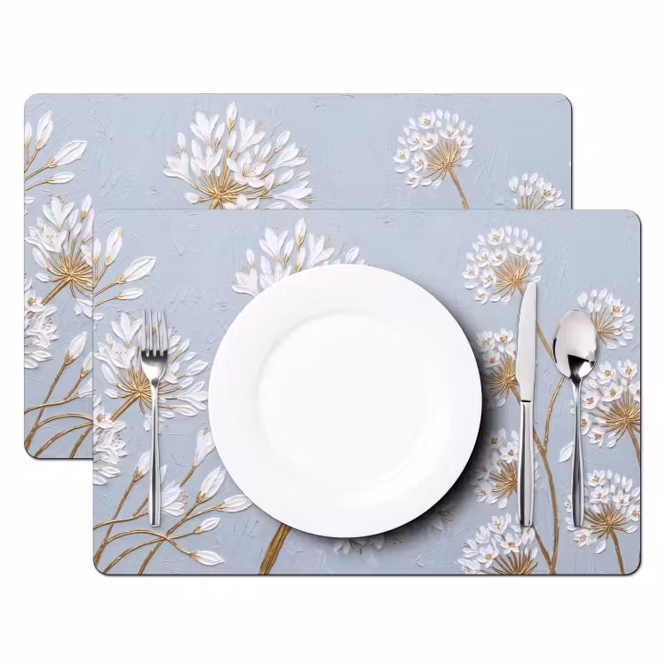 Tovaglietta – 6 pezzi - Illustrazione - Fiori - Blu — 2