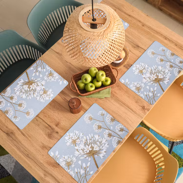 Tovaglietta – 6 pezzi - Illustrazione - Fiori - Blu — 3