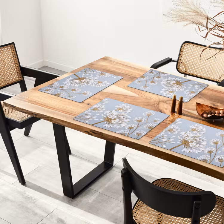 Tovaglietta – 6 pezzi - Illustrazione - Fiori - Blu — 4