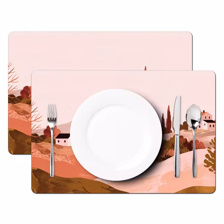 Tovaglietta – 6 pezzi - Paesaggio collinare - Grafica - Terracotta — 2