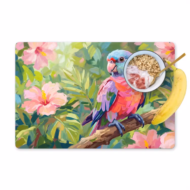 Tovaglietta – 6 pezzi - Pappagallo - Fiori di ibisco - Colorato — 1
