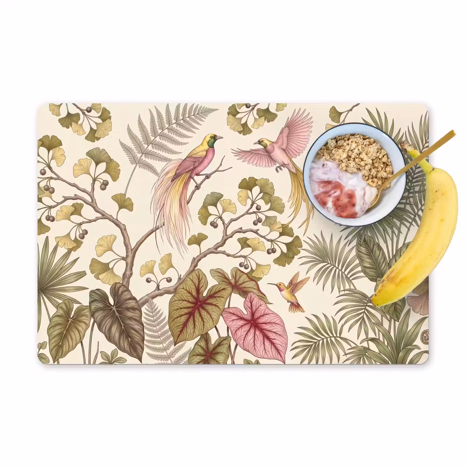 Tovaglietta – 6 pezzi - Uccelli - Tropicale - Botanico - Rosa — 1