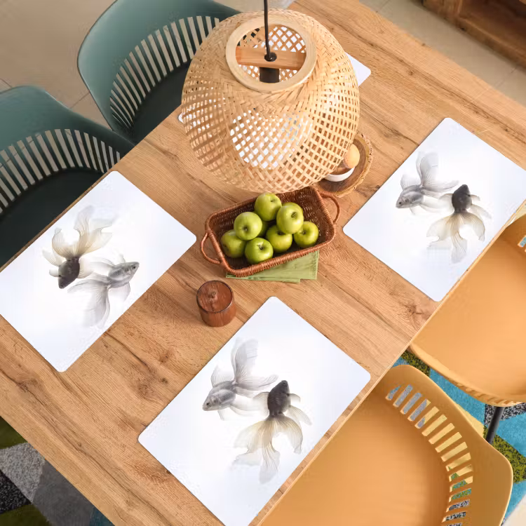 Tovaglietta – 6 pezzi - Pesce rosso - Moderno - Bianco — 3