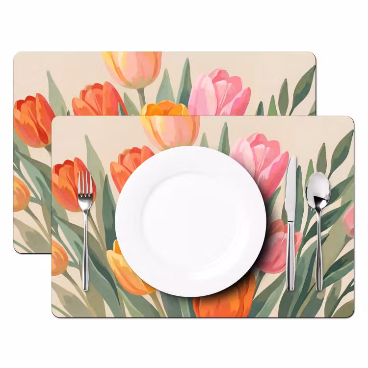 Tovaglietta – 6 pezzi - Tulipani - Astratto - Colorato — 2