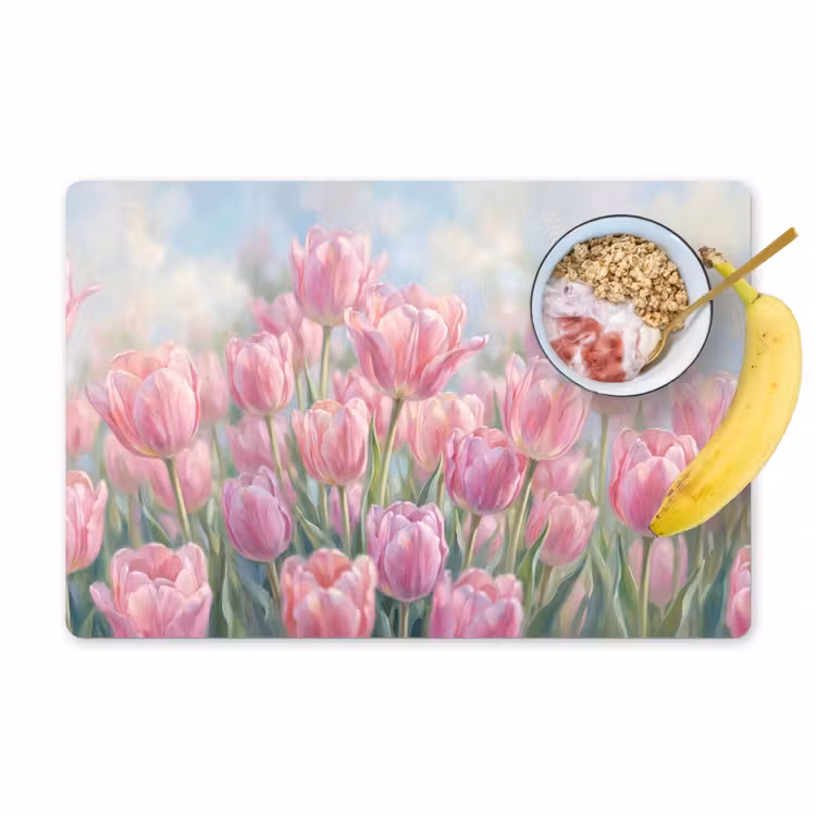 Tovaglietta – 6 pezzi - Tulipani - Campo - Primavera - Rosa — 1