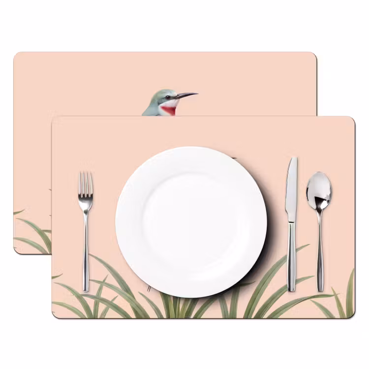 Tovaglietta – 6 pezzi - Uccello - Fiore - Natura - Rosa — 2