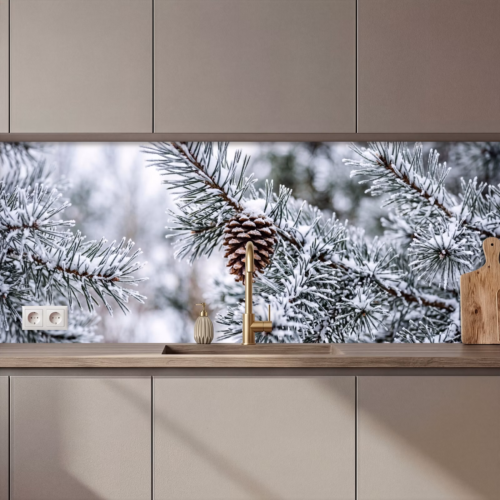 Schienale cucina - Pigna - Ramo - Neve - Inverno - Atmosfera — 1