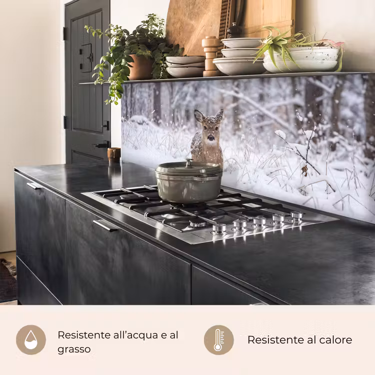 Schienale cucina - Cervo - Neve - Foresta - Animali - Adorabile — 5