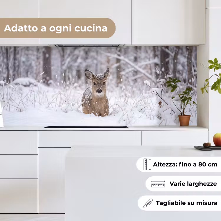 Schienale cucina - Cervo - Neve - Foresta - Animali - Adorabile — 7