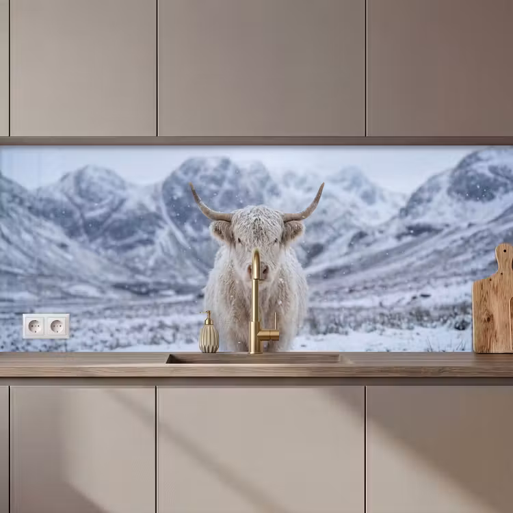 Schienale cucina - Highlander scozzese - Neve - Montagne - Inverno — 1