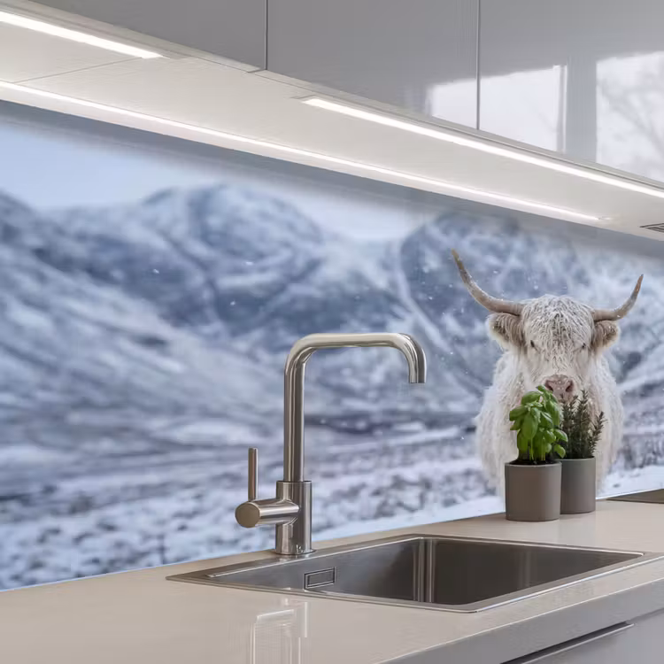 Schienale cucina - Highlander scozzese - Neve - Montagne - Inverno — 2