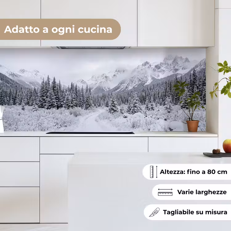 Schienale cucina - Strada - Montagne - Neve - Foresta di conifere - Avventuroso — 7