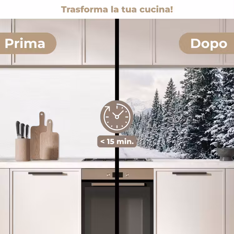 Schienale cucina - Strada - Neve - Foresta di conifere - Inverno - Avventuroso — 3