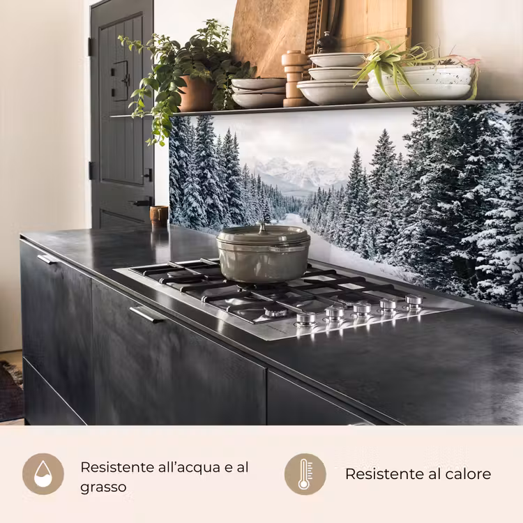 Schienale cucina - Strada - Neve - Foresta di conifere - Inverno - Avventuroso — 5