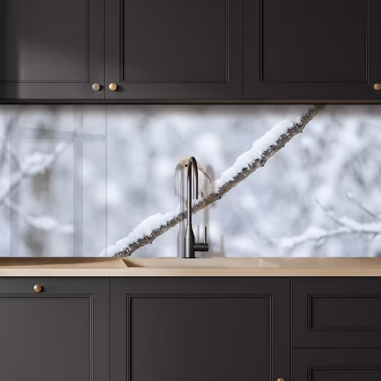 Schienale cucina - Uccello - Neve - Ramo - Inverno - Morbido — 6