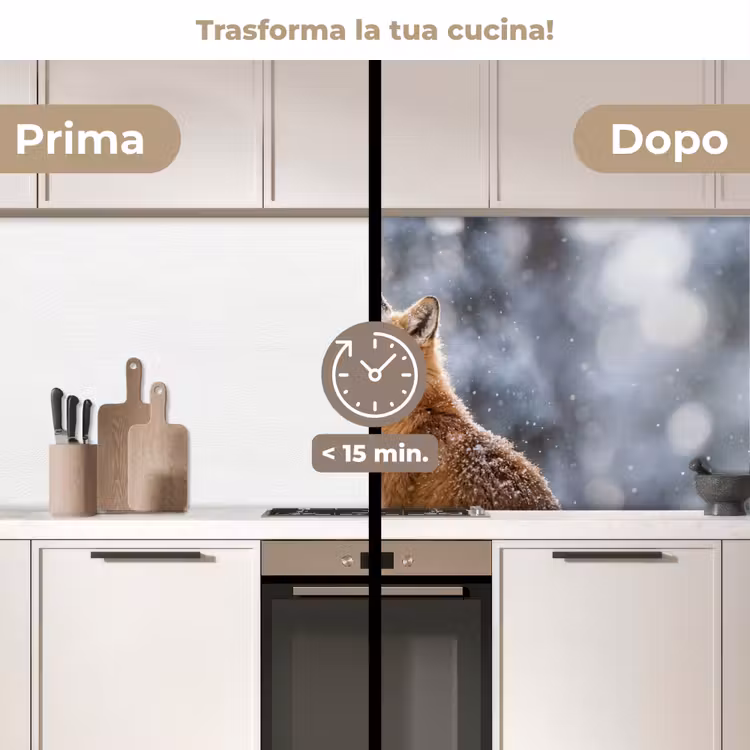 Schienale cucina - Volpe - Nevicata - Ritratto - Inverno - Atmosfera — 3