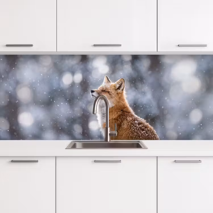 Schienale cucina - Volpe - Nevicata - Ritratto - Inverno - Atmosfera — 4