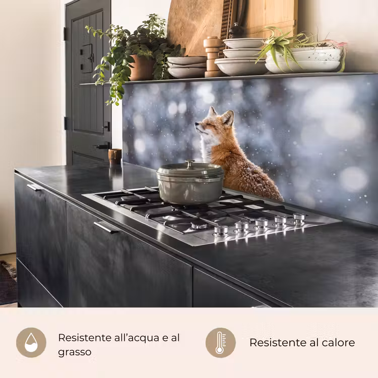 Schienale cucina - Volpe - Nevicata - Ritratto - Inverno - Atmosfera — 5