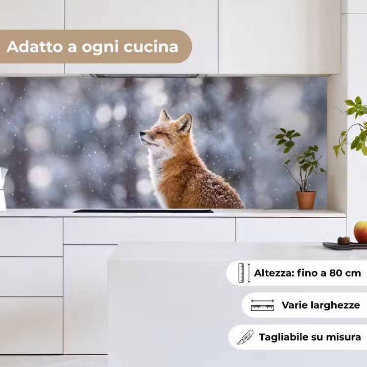 Schienale cucina - Volpe - Nevicata - Ritratto - Inverno - Atmosfera — 7