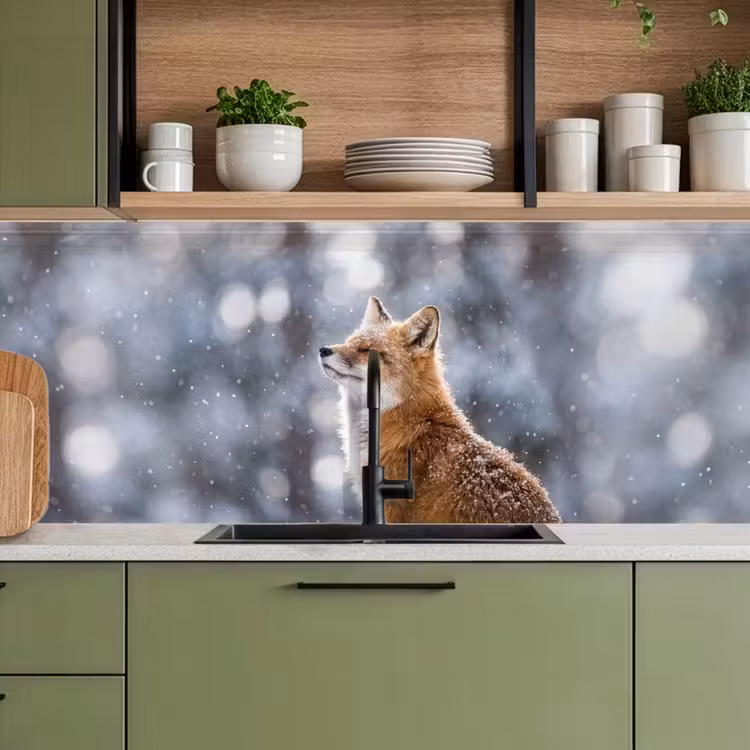Schienale cucina - Volpe - Nevicata - Ritratto - Inverno - Atmosfera — 8