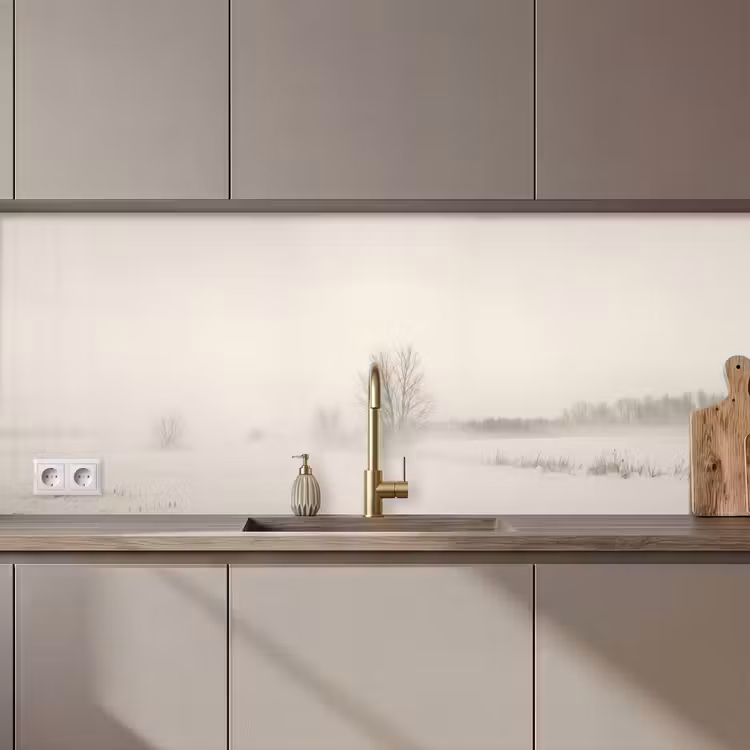 Schienale cucina - Albero - Nebbia - Neve - Inverno - Minimalista — 1
