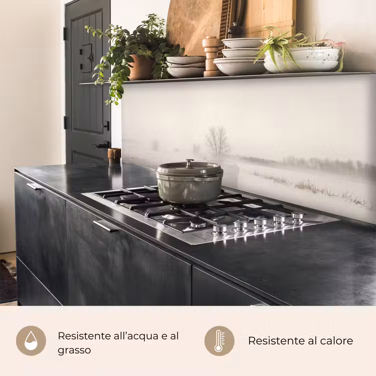 Schienale cucina - Albero - Nebbia - Neve - Inverno - Minimalista — 5