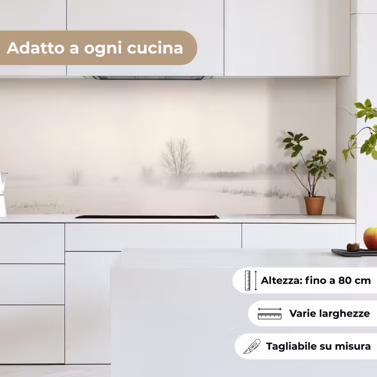 Schienale cucina - Albero - Nebbia - Neve - Inverno - Minimalista — 7